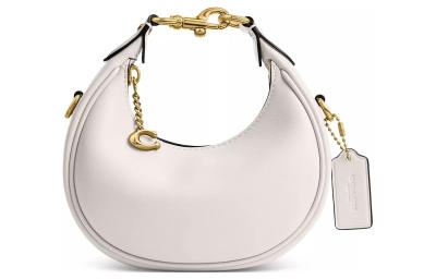 COACH JONIE Leather Crescent Bag, Crossbody Bag, One Shoulder Handbag Mini Women's White CR508-B4HA size 15.24*6.35*8.89 cm