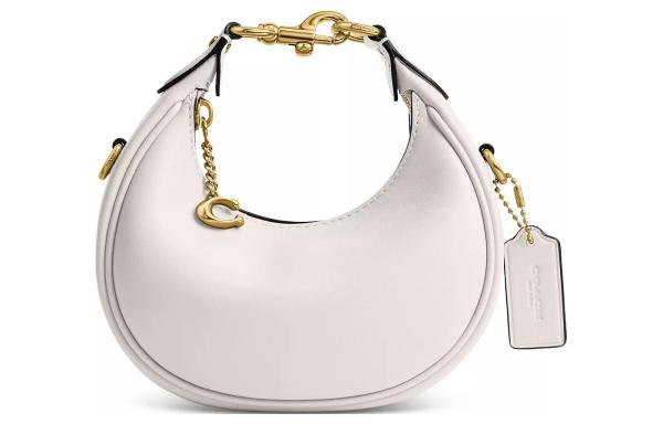 COACH JONIE Leather Crescent Bag, Crossbody Bag, One Shoulder Handbag Mini Women's White CR508-B4HA size 15.24*6.35*8.89 cm