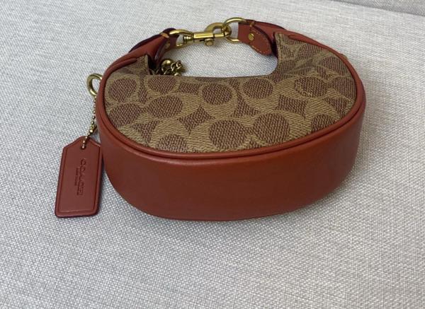 COACH JONIE Artificial Leather With Cow Leather Shoulder Bag, Crossbody Bag, Handbag Mini Women's Brown & Yellow & Red CR510-B4NQ4 size 15.5*6*7 cm