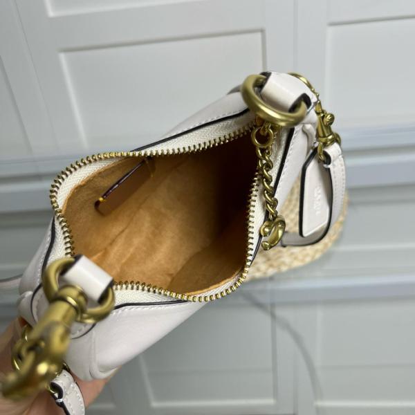 COACH JONIE Leather Crescent Bag, Crossbody Bag, One Shoulder Handbag Mini Women's White CR508-B4HA size 15.24*6.35*8.89 cm