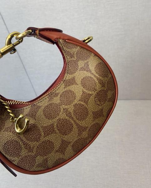 COACH JONIE Artificial Leather With Cow Leather Shoulder Bag, Crossbody Bag, Handbag Mini Women's Brown & Yellow & Red CR510-B4NQ4 size 15.5*6*7 cm