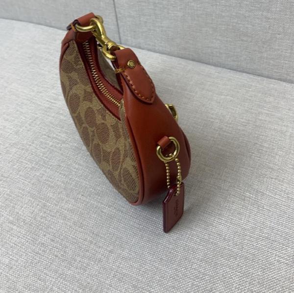 COACH JONIE Artificial Leather With Cow Leather Shoulder Bag, Crossbody Bag, Handbag Mini Women's Brown & Yellow & Red CR510-B4NQ4 size 15.5*6*7 cm