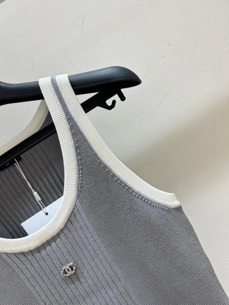 CHANEL Tank Tops Women's Grey U neck Moderate Other