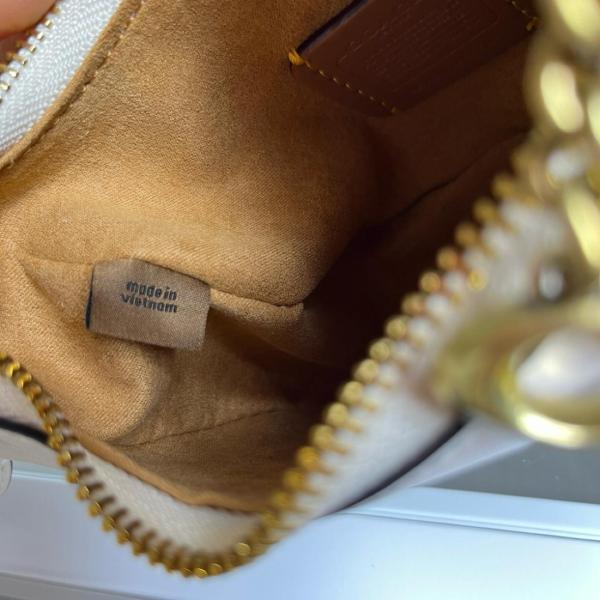 COACH JONIE Leather Crescent Bag, Crossbody Bag, One Shoulder Handbag Mini Women's White CR508-B4HA size 15.24*6.35*8.89 cm