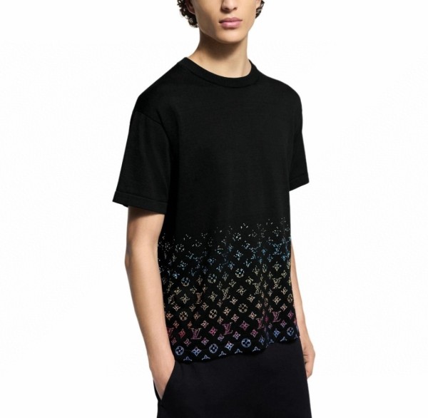 LOUIS VUITTON Monogram Gradient Embellished Short Sleeved Crewneck