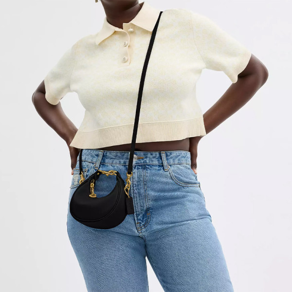 COACH JONIE Leather Shoulder Bag, Crossbody Bag, Handbag Mini Women's Black CR508-B4BK size 15.24*5.72*8.26cm