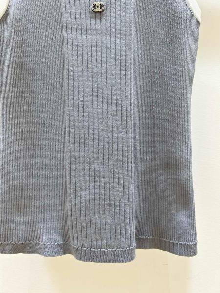 CHANEL Tank Tops Women's Grey U neck Moderate Other