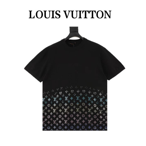 LOUIS VUITTON Monogram Gradient Embellished Short Sleeved Crewneck