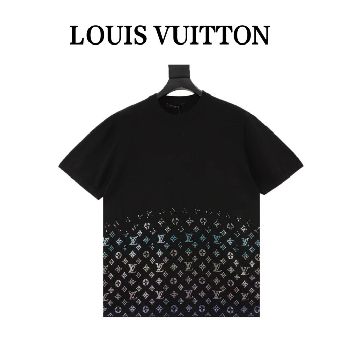 LOUIS VUITTON Monogram Gradient Embellished Short Sleeved Crewneck