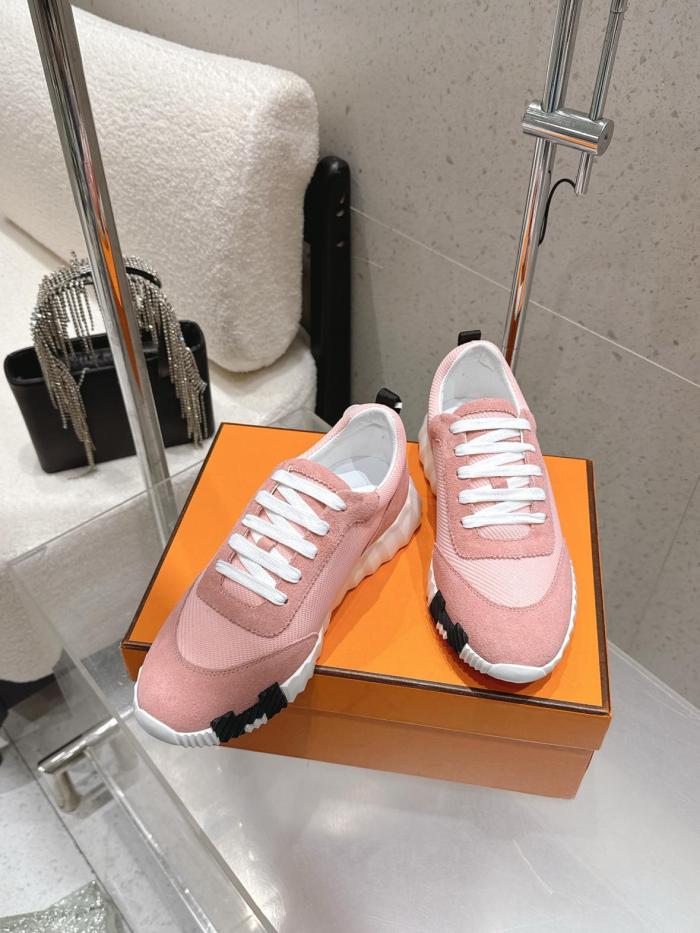 HERMES Bouncing Low top Casual Shoes 4cm Women's Vintage Rose