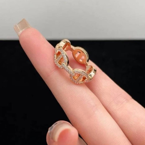 HERMES Chaine D'Ancre Karat Gold Rings Women's Rose Gold