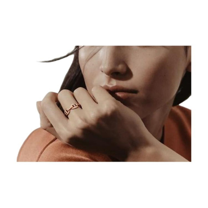 HERMES Chaine D'Ancre Karat Gold Rings Women's Rose Gold