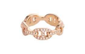 HERMES Chaine D'Ancre Karat Gold Rings Women's Rose Gold