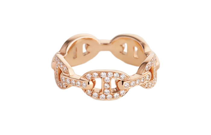 HERMES Chaine D'Ancre Karat Gold Rings Women's Rose Gold
