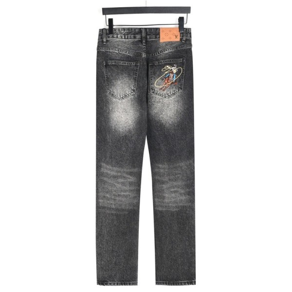 LOUIS VUITTON Lv Flocked Damier Denim Pants