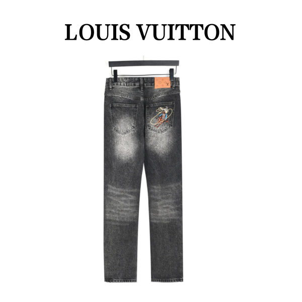 LOUIS VUITTON Lv Flocked Damier Denim Pants