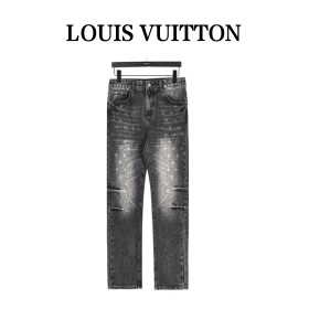 LOUIS VUITTON Lv Flocked Damier Denim Pants