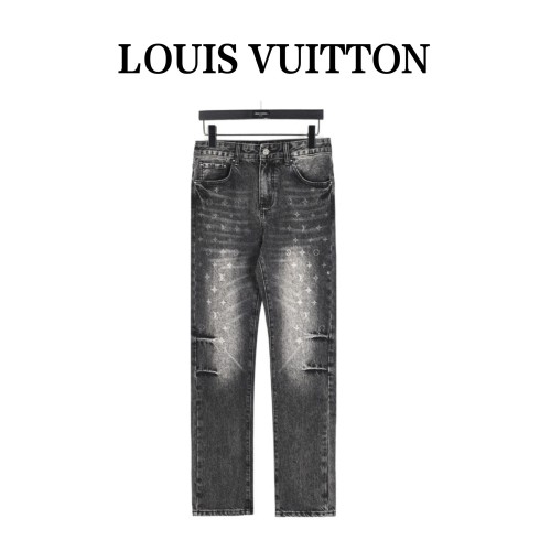 LOUIS VUITTON Lv Flocked Damier Denim Pants