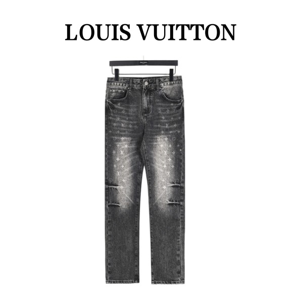 LOUIS VUITTON Lv Flocked Damier Denim Pants