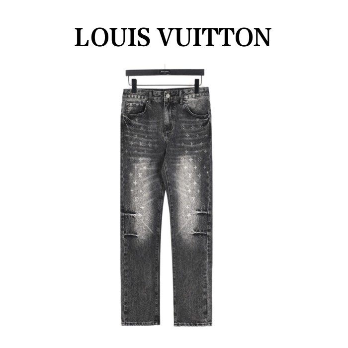 LOUIS VUITTON Lv Flocked Damier Denim Pants