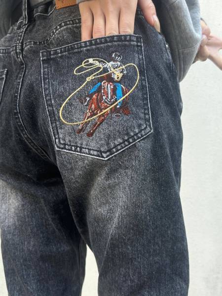 LOUIS VUITTON Lv Flocked Damier Denim Pants