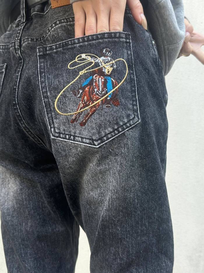 LOUIS VUITTON Lv Flocked Damier Denim Pants