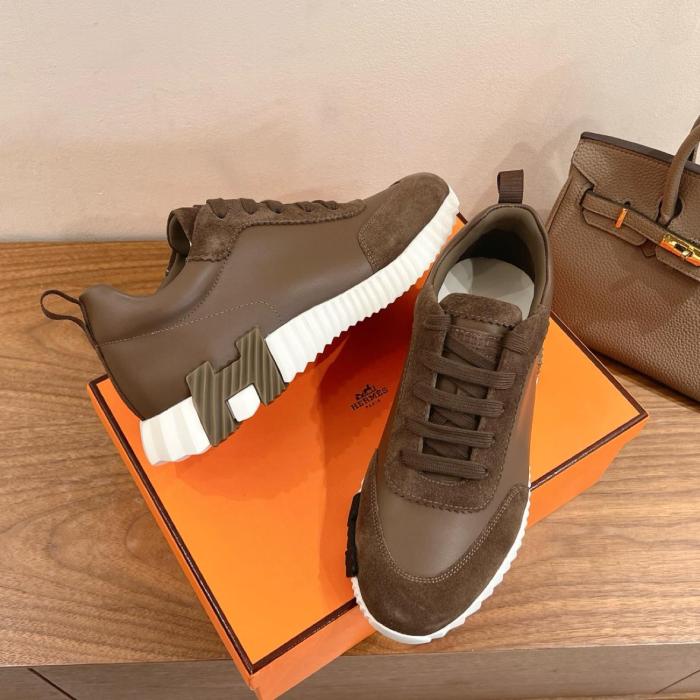 HERMES Bouncing Low top Casual Shoes Brown