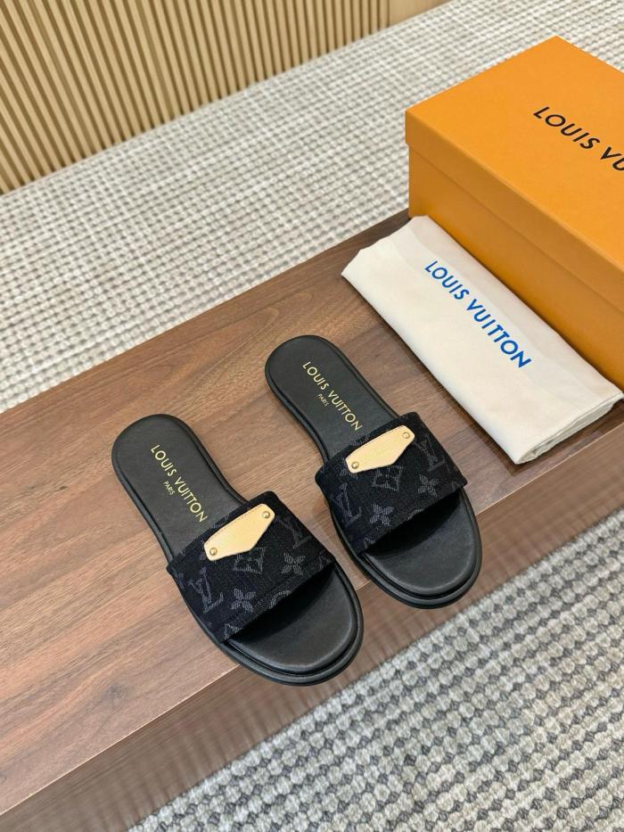 LOUIS VUITTON Lily Slip Resistant Slide Slippers Women's Black