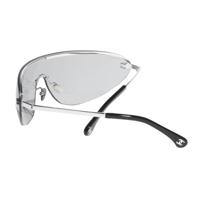 CHANEL Irregular Shape Sunglasses Unisex Silver