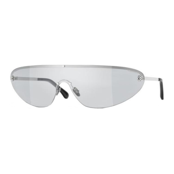 CHANEL Irregular Shape Sunglasses Unisex Silver