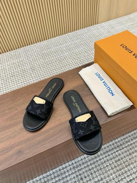 LOUIS VUITTON Lily Slip Resistant Slide Slippers Women's Black