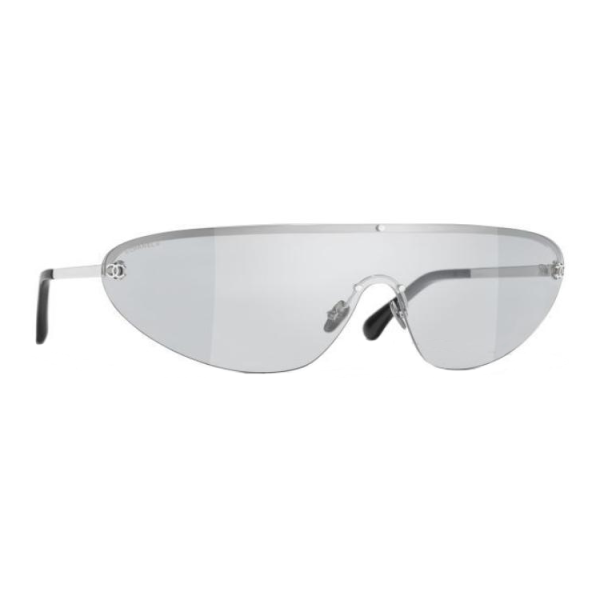 CHANEL Irregular Shape Sunglasses Unisex Silver