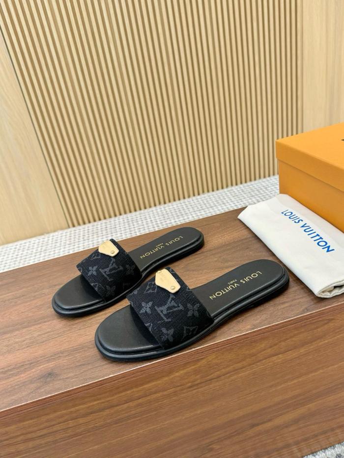LOUIS VUITTON Lily Slip Resistant Slide Slippers Women's Black