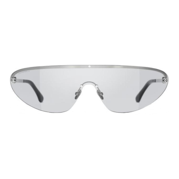 CHANEL Irregular Shape Sunglasses Unisex Silver