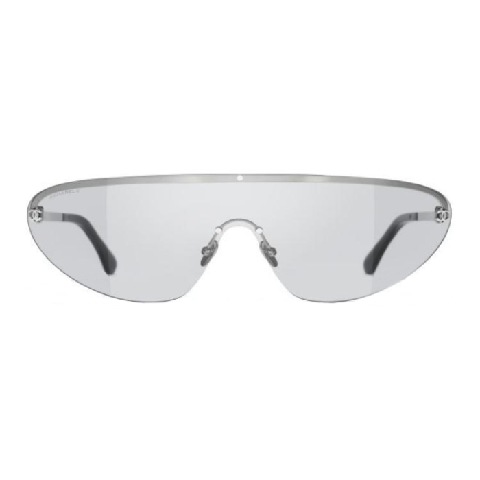 CHANEL Irregular Shape Sunglasses Unisex Silver