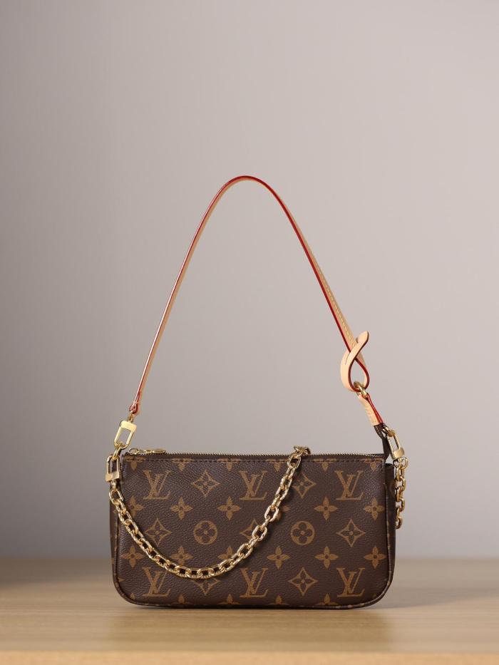 LOUIS VUITTON Coated Canvas With Cow Leather Trim Handbag, Shoulder Bag Women's Brown M82766 Brown size 23.5*13.5*4cm 