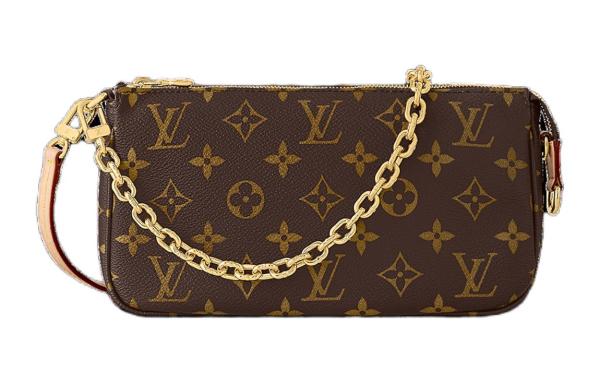 LOUIS VUITTON Coated Canvas With Cow Leather Trim Handbag, Shoulder Bag Women's Brown M82766 Brown size 23.5*13.5*4cm 