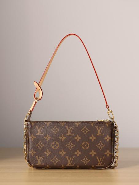 LOUIS VUITTON Coated Canvas With Cow Leather Trim Handbag, Shoulder Bag Women's Brown M82766 Brown size 23.5*13.5*4cm 