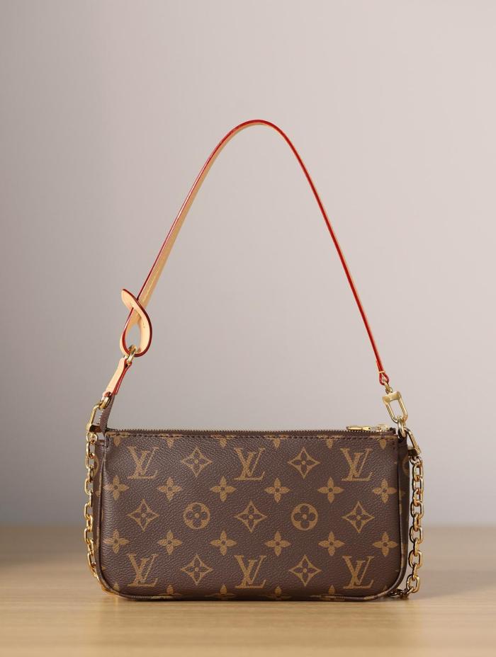 LOUIS VUITTON Coated Canvas With Cow Leather Trim Handbag, Shoulder Bag Women's Brown M82766 Brown size 23.5*13.5*4cm 