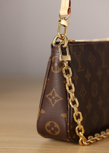 LOUIS VUITTON Coated Canvas With Cow Leather Trim Handbag, Shoulder Bag Women's Brown M82766 Brown size 23.5*13.5*4cm 