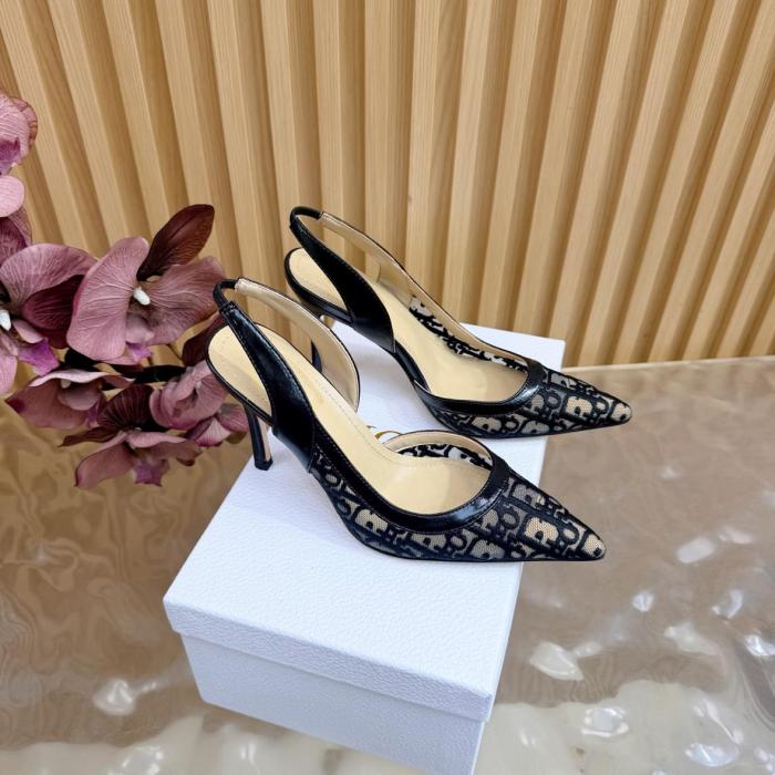 DIOR Adiorable Sheepskin Slim Heel High Heels 8cm Women's Black