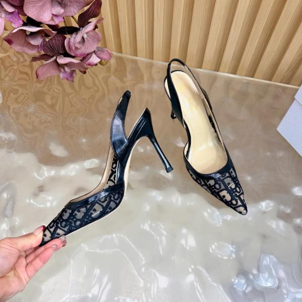 DIOR Adiorable Sheepskin Slim Heel High Heels 8cm Women's Black