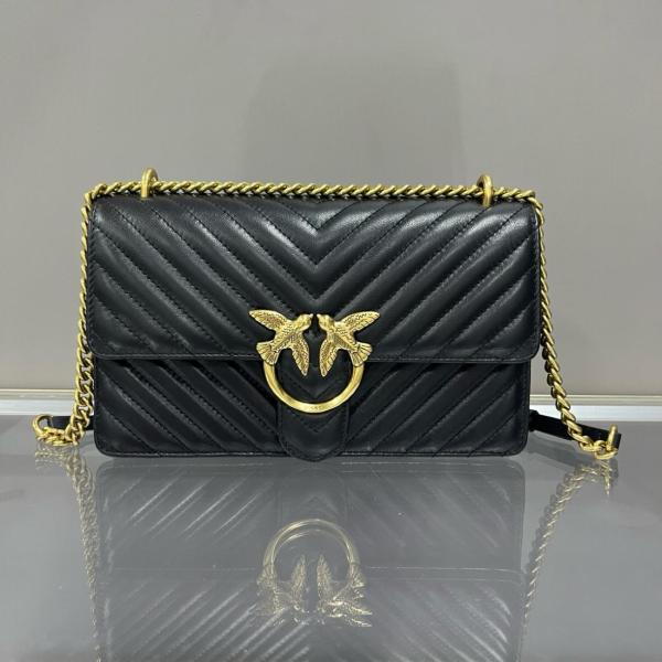 PINKO Nappa Leather Shoulder Bag, Crossbody Bag Women's Black 100941-A0GK-Z99Q size 27*8*16 cm