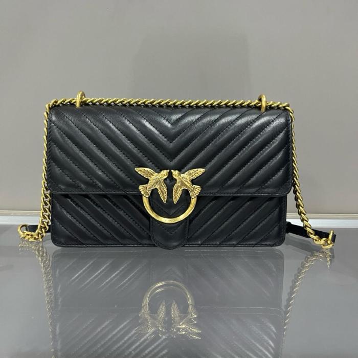 PINKO Nappa Leather Shoulder Bag, Crossbody Bag Women's Black 100941-A0GK-Z99Q size 27*8*16 cm