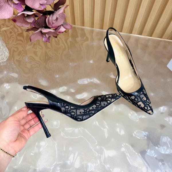 DIOR Adiorable Sheepskin Slim Heel High Heels 8cm Women's Black