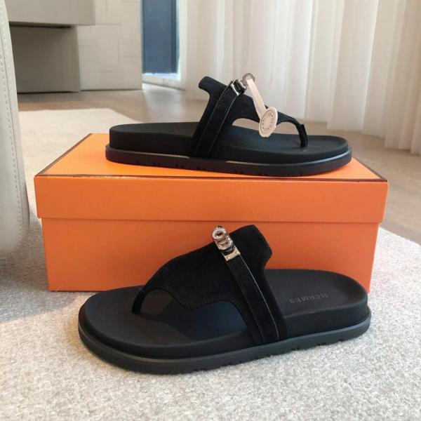 HERMES Empire Flip Flops Women's Black
