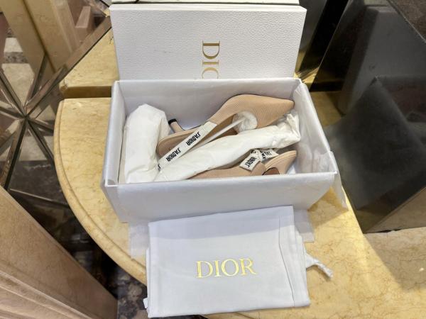 DIOR J'Adior Fabric Irregular Heel High Heels 6.5cm Women's Nude