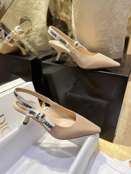 DIOR J'Adior Fabric Irregular Heel High Heels 6.5cm Women's Nude