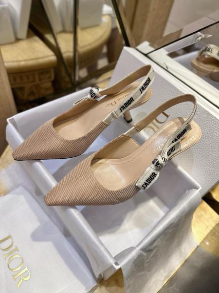 DIOR J'Adior Fabric Irregular Heel High Heels 6.5cm Women's Nude
