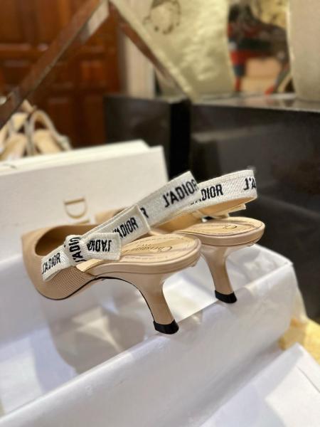 DIOR J'Adior Fabric Irregular Heel High Heels 6.5cm Women's Nude